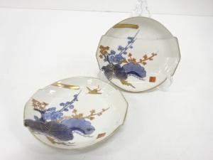 古伊万里　染付　松竹梅　皿　2客揃